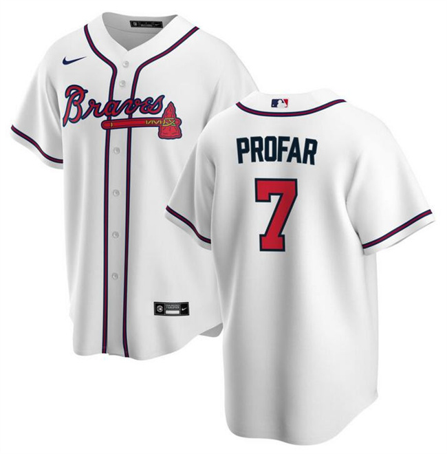 Men's Atlanta Braves #7 Jurickson Profar White 2025 Cool Base Stitched Baseball Jersey Men's Atlanta Braves #7 Jurickson Profar White 2025 Cool Base Stitched Baseball Jersey